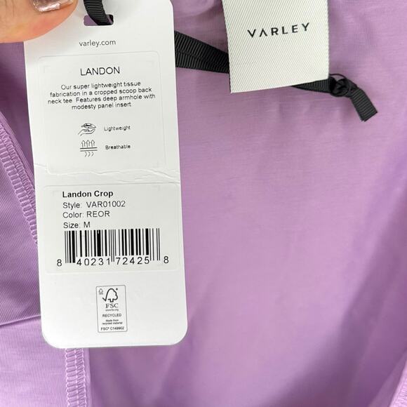 VARLEY Landon Crop Top Short Sleeve Mesh Knit Women's Size Medium NWT Gym Yoga - Picture 7 of 10